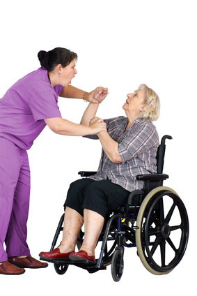 A Personal Suuport Worker assaulting senior woman in wheelchair