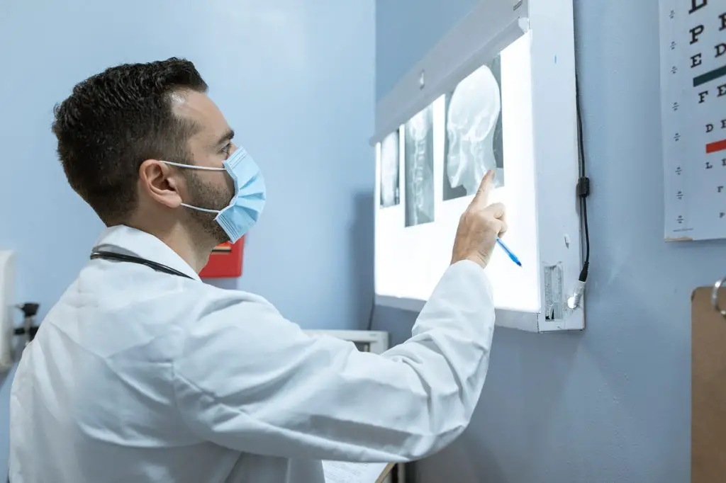 Male doctor checking X-rays